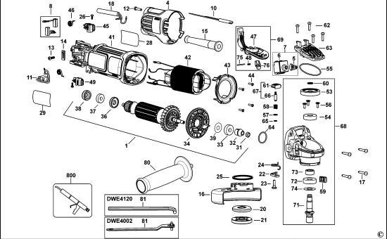 DEWALT Ersatzteile KLEINER WINKELSCHLEIFER DWE4120 Typ: 1 QS