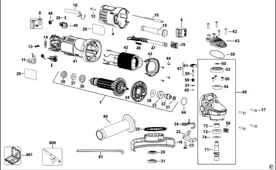 DEWALT Ersatzteile KLEINER WINKELSCHLEIFER DWE4150 Typ: 1 KS