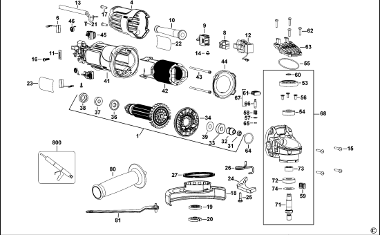 DEWALT Ersatzteile KLEINER WINKELSCHLEIFER DWE4000 Typ: 1 XJ