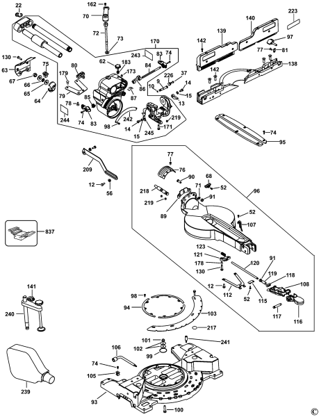 DEWALT Ersatzteile GEHRUNGSSÄGE DW717XPS Typ: 4 QS