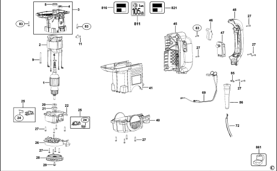 DEWALT Ersatzteile MEISSELHAMMER D25820K Typ: 2 QS