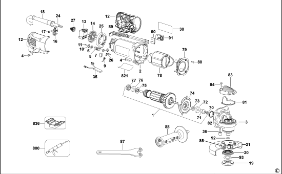 DEWALT Ersatzteile KLEINER WINKELSCHLEIFER D28130 Typ: 4 QS