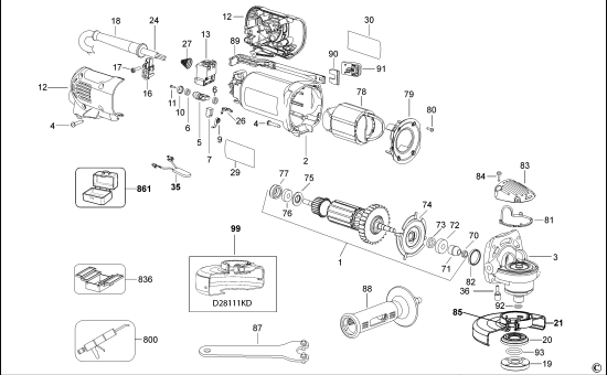 DEWALT Ersatzteile KLEINER WINKELSCHLEIFER D28111 Typ: 4 QS