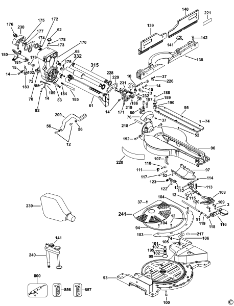 DEWALT Ersatzteile GEHRUNGSSÄGE DWS780 Typ: 20 XJ