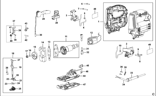 DEWALT Ersatzteile STICHSÄGE DW349 Typ: 1 KS