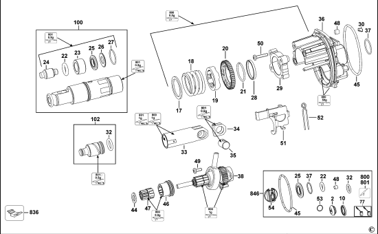 DEWALT Ersatzteile DREHHAMMER D25013K Typ: 10 QS
