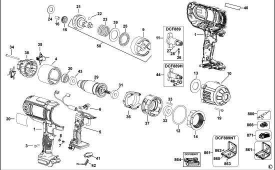 DEWALT Ersatzteile SCHLAGSCHRAUBENSCHL. DCF889 Typ: 2 QW