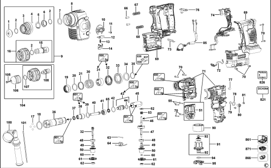 DEWALT Ersatzteile DREHHAMMER DCH364 Typ: 1 QW