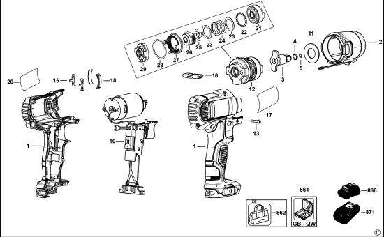 DEWALT Ersatzteile SCHLAGSCHRAUBENSCHL. DCF813 Typ: 3 QW