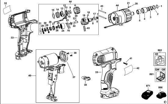 DEWALT Ersatzteile SCHRAUBENDREHER DCF610 Typ: 3 QW