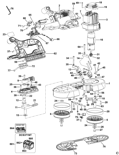 DEWALT Ersatzteile BANDSÄGE DCS371 Typ: 1 QW