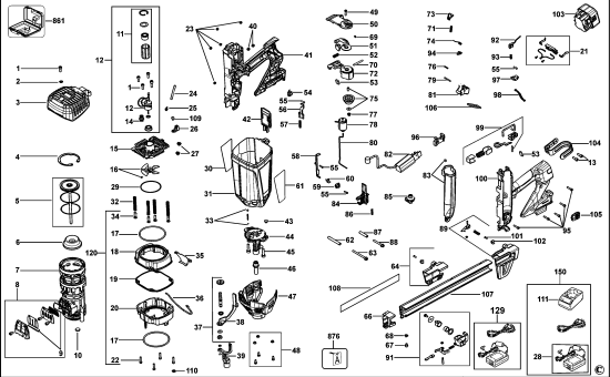 DEWALT Ersatzteile NAGLER DDF5110500 Typ: 1 QW