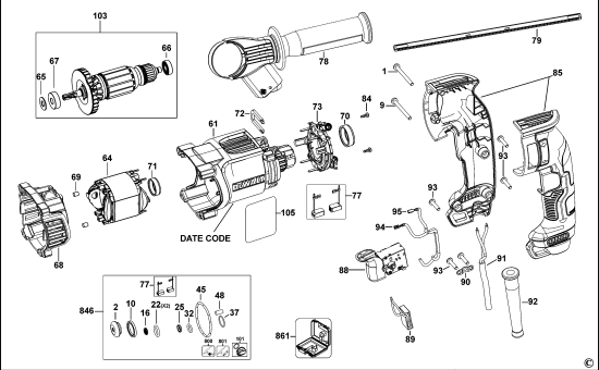 DEWALT Ersatzteile DREHHAMMER D25143 Typ: 1 KS