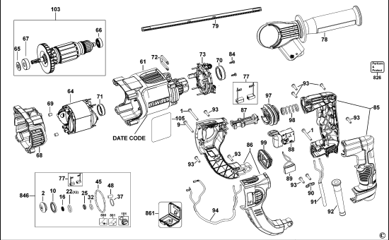 DEWALT Ersatzteile DREHHAMMER D25263 Typ: 1 QS