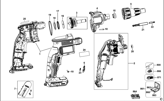 DEWALT Ersatzteile AKKU-SCHAUBENDREHER DCF621 Typ: 1 QW