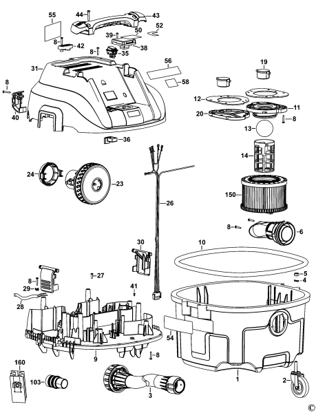 DEWALT Ersatzteile GEBLÄSE DWV900L Typ: 1 QS