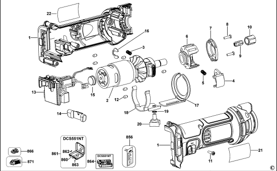 DEWALT Ersatzteile AUSSCHNEIDEWERKZEUG DCS551 Typ: 1 QW