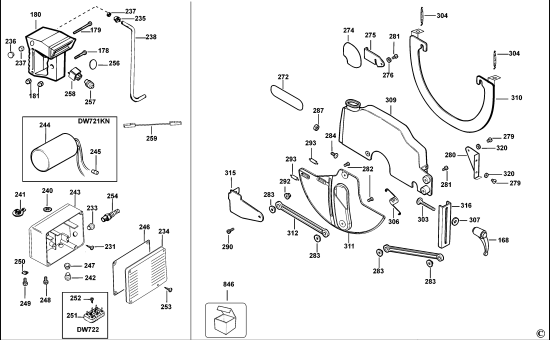 DEWALT Ersatzteile RADIALARMSÄGE DW721KN Typ: 3 QS