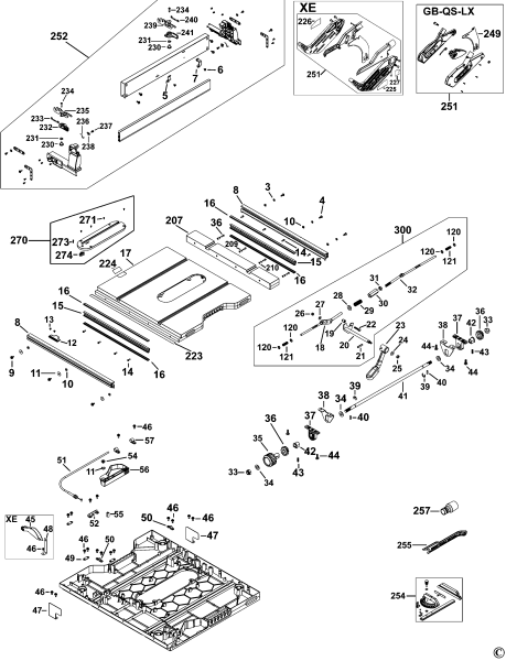 DEWALT Ersatzteile TISCH SAGEN DWE7491 Typ: 2 QS