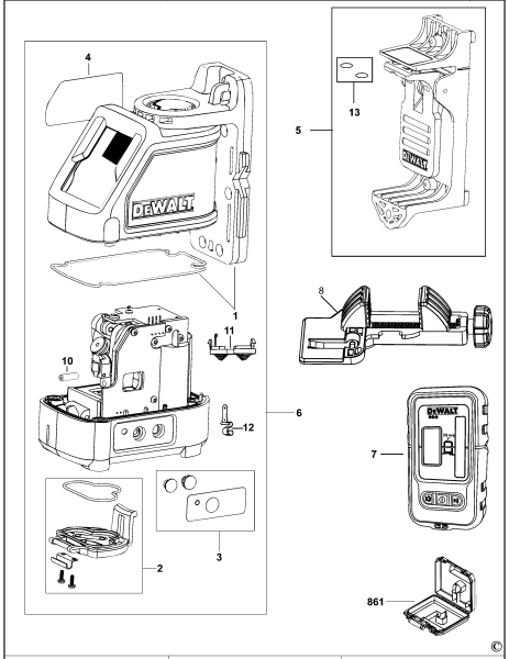 DEWALT Ersatzteile KREUZLINIENLASER DW088CG Typ: 1 XJ