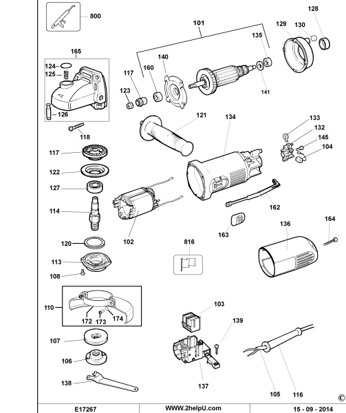 DEWALT Ersatzteile KLEINER WINKELSCHLEIFER DW820 Typ: 1 XJ