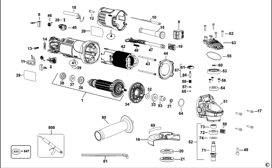 DEWALT Ersatzteile KLEINER WINKELSCHLEIFER DWE8110S Typ: 1 KS