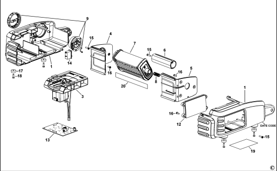 DEWALT Ersatzteile ARBEITS-LICHT DCL060 Typ: 1 XJ