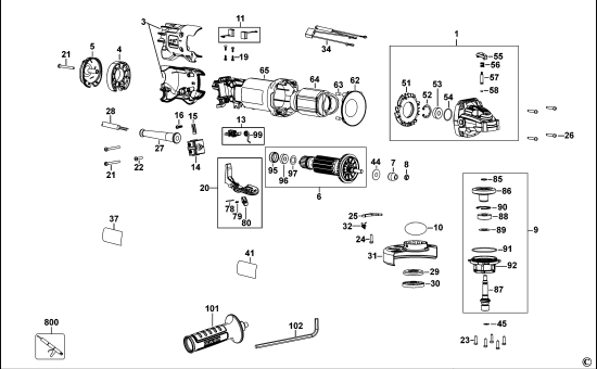 DEWALT Ersatzteile KLEINER WINKELSCHLEIFER DWE4202 Typ: 1 QS