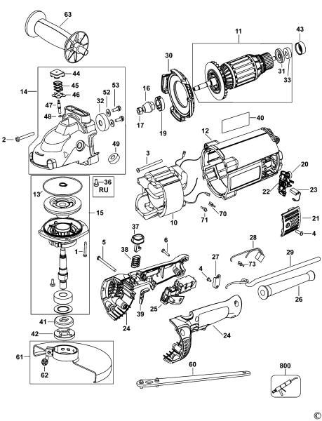 DEWALT Ersatzteile WINKELSCHLEIFER D28491 Typ: 5 XJ