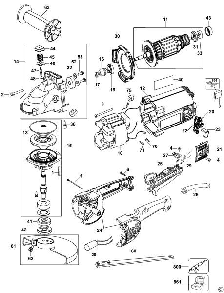 DEWALT Ersatzteile WINKELSCHLEIFER D28492S Typ: 5 XJ