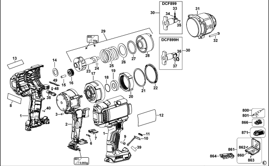 DEWALT Ersatzteile SCHLAGSCHRAUBENSCHL. DCF899 Typ: 1 QW
