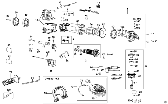 DEWALT Ersatzteile KLEINER WINKELSCHLEIFER DWE4206 Typ: 1 QS