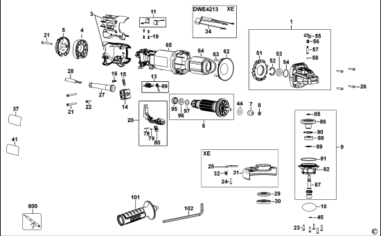 DEWALT Ersatzteile KLEINER WINKELSCHLEIFER DWE4213 Typ: 1 XJ
