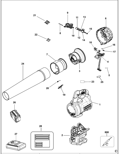 DEWALT Ersatzteile GEBLÄSESTAUBSAUGER DCM562 Typ: 1 QW