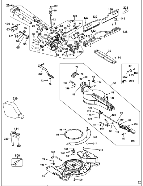 DEWALT Ersatzteile GEHRUNGSSÄGE DW717 Typ: 2 XJ