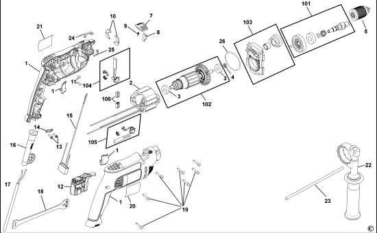 DEWALT Ersatzteile BOHRER DWD025 Typ: 1 XJ