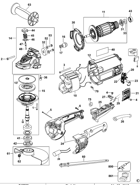 DEWALT Ersatzteile WINKELSCHLEIFER DWE492S Typ: 1 QS