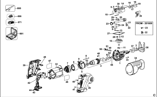 DEWALT Ersatzteile AKKU SÄBELSÄGE DCS380 Typ: 2 QW