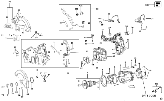 DEWALT Ersatzteile GEHRUNGSSÄGE DWS774 Typ: 1 QS