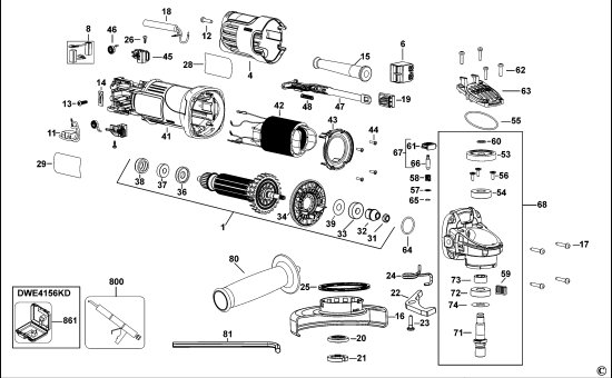 DEWALT Ersatzteile KLEINER WINKELSCHLEIFER DWE4156 Typ: 1 QS