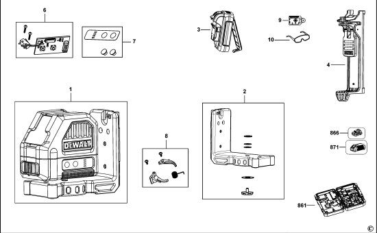 DEWALT Ersatzteile KREUZLINIENLASER DCE088G Typ: 1 QW