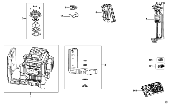 DEWALT Ersatzteile KREUZLINIENLASER DCE0811G Typ: 1 QW