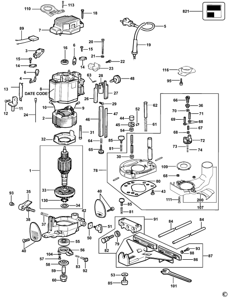 DEWALT Ersatzteile HOHLFRÄSER DW624 Typ: 2 QS
