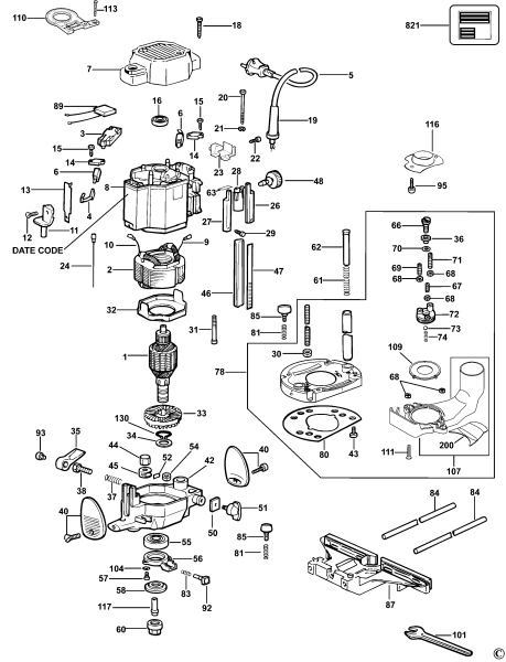 DEWALT Ersatzteile HOHLFRÄSER DW629 Typ: 2 QS