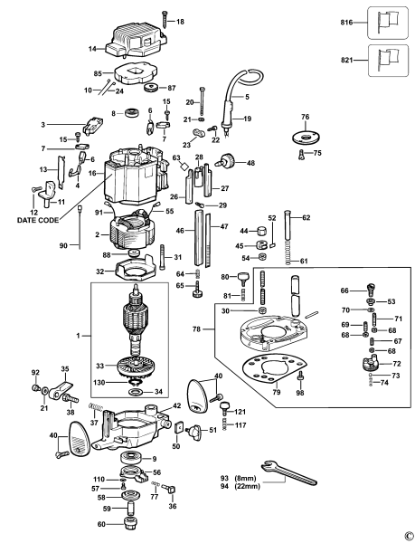 DEWALT Ersatzteile FRÄSMASCHINE DW625 Typ: 4 XJ