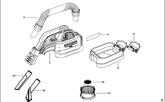 DEWALT Ersatzteile STAUBSAUGER DCV517N Typ: 1 XJ