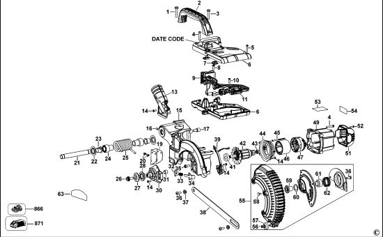 DEWALT Ersatzteile GEHRUNGSSÄGE DCS365 Typ: 1 QW
