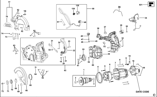DEWALT Ersatzteile GEHRUNGSSÄGE DWS773 Typ: 1 QS