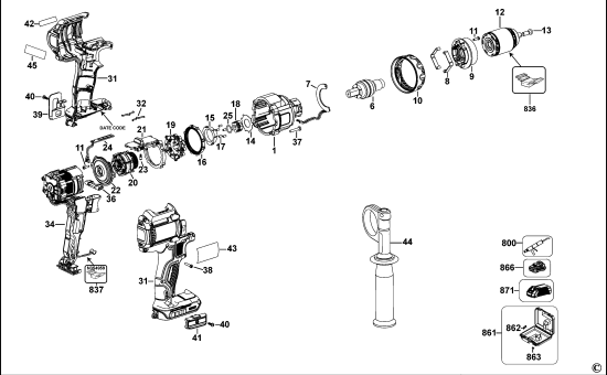 DEWALT Ersatzteile BOHRHAMMER DCD990 Typ: 10 QW