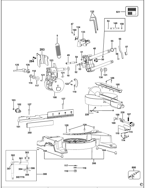 DEWALT Ersatzteile GEHRUNGSSÄGE DWS771 Typ: 1 QS